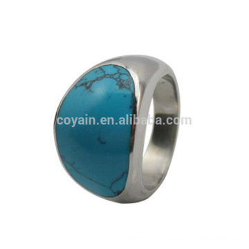 Silver Stainless Steel Blue Stone Ring Designs For Men